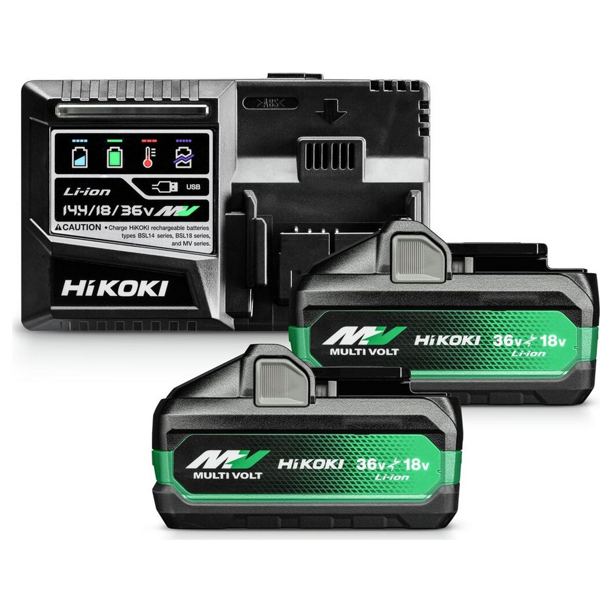 UC18YSL3WJZ - BoosterPack HiKOKI UC18YSL3WJZ 2 batteries multivoltage BSL36B18X 36 V/18 V 8 Ah/4 Ah + chargeur de batterie