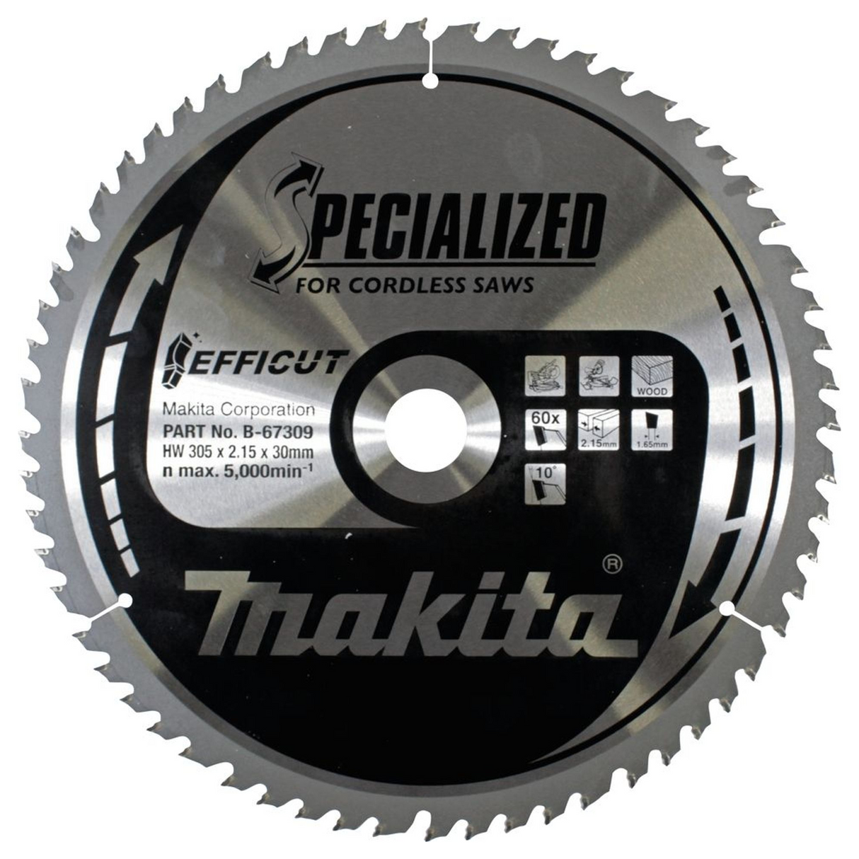 B-67309 - Lame Efficut TCT Makita B-67309 305x30mm 60 dents - Image 2