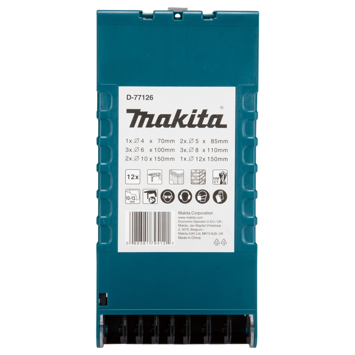 D-77126 - Set Punte per Muratura Makita D-77126 Codolo Cilindrico 12 pezzi - Immagine 4