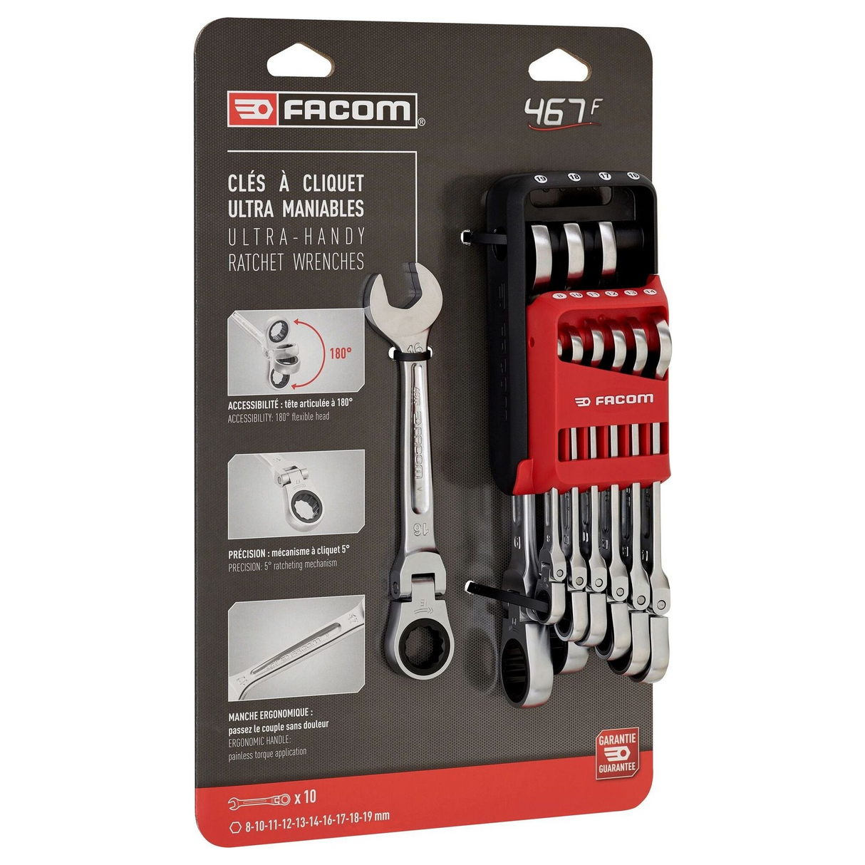 467BF.JP10PB - Ratelsleutelset Flex Facom 467BF-kopset, 10 stuks - Afbeelding 2