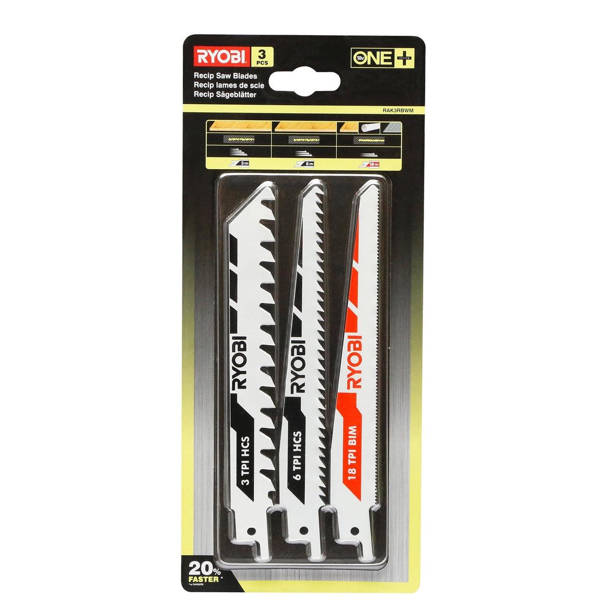 Set Lame Ryobi RAK3RBWM 3 pcs