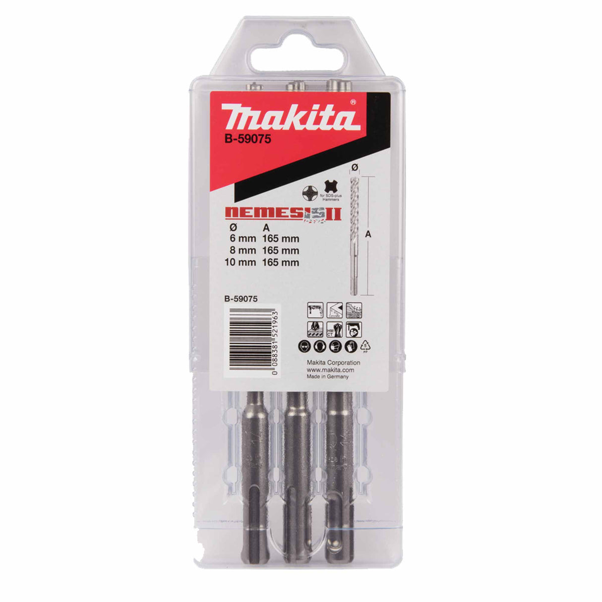 Set 3 punte Nemesis II Makita B-59075 SDS-PLUS