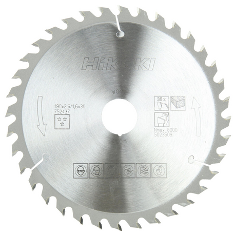 752437 - Lame de scie à bois HiKOKI 752437 190 x 30 mm Z36 à dents alternées