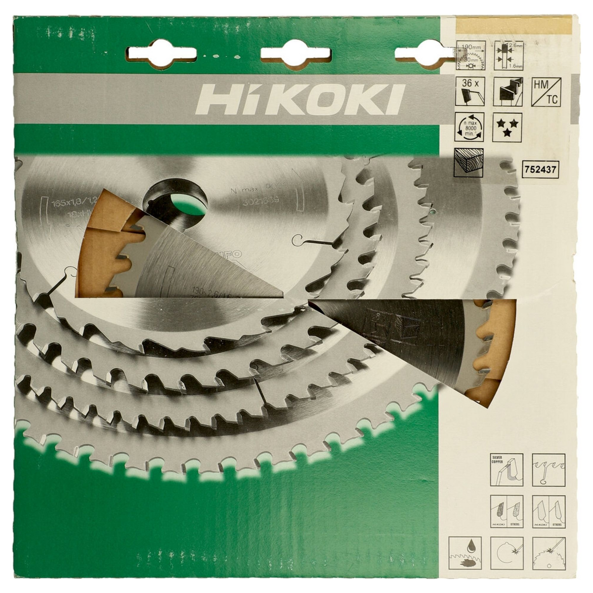 752437 - Lama per Legno HiKOKI 752437 190x30mm Z36 Denti Alternati - Immagine 3