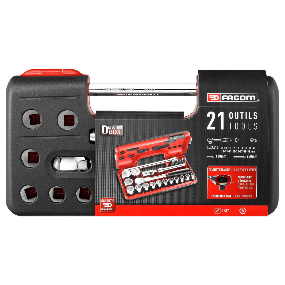 SL.DBOX1PB - Facom SL.DBOX1PB 1/2" dopsleutelset, 21 stuks