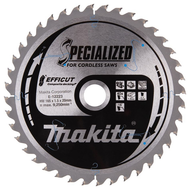 E-12223 - Cirkelzaagblad Makita Efficut E-12223 165x20mm 40T - Afbeelding 2