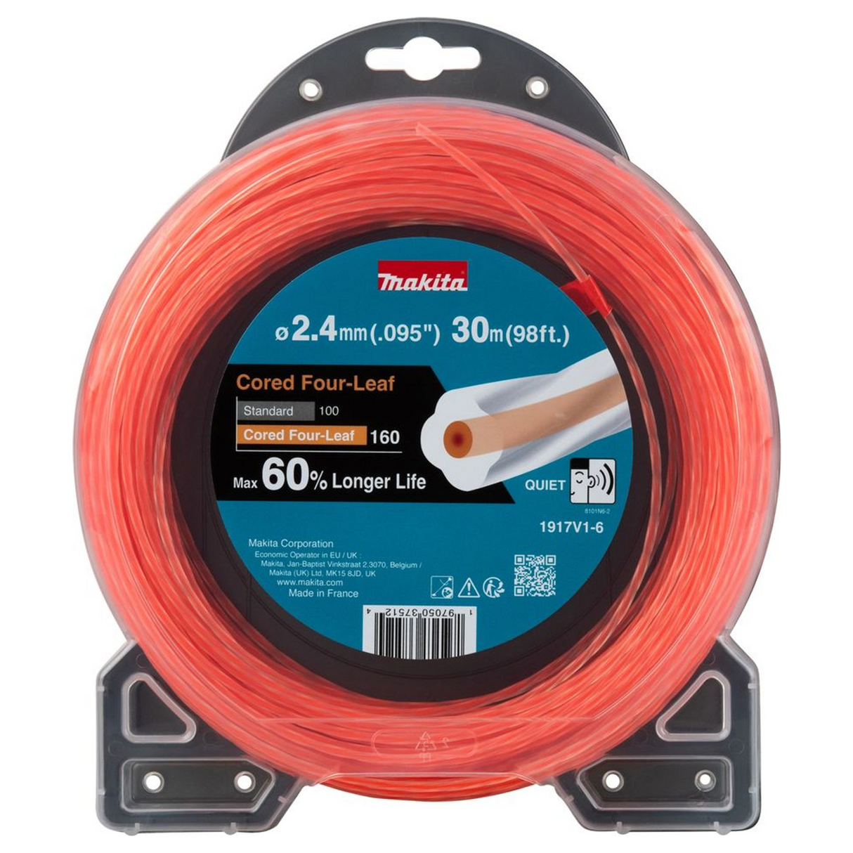 1917V1-6 - Ligne en nylon à quatre feuilles Makita 1917V1-6 2,4 mm orange - Image 2