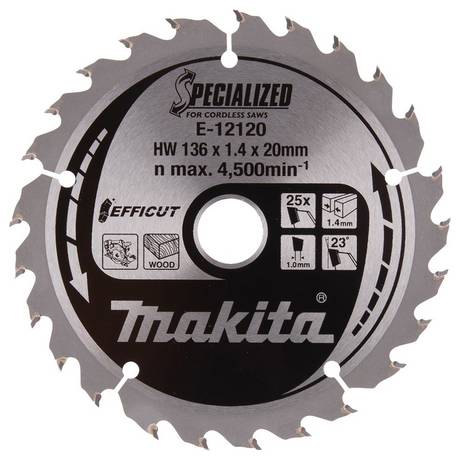 E-12120 - Rond mes Makita Efficut E-12120 136mm 25T - Afbeelding 2