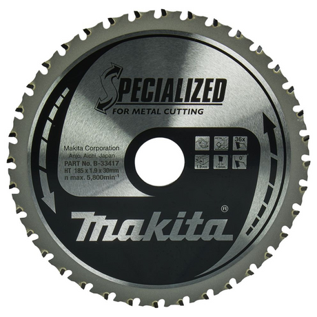 B-33417 - Cirkelzaagblad Makita B-33417 Specialized TCT 185mm 36T - Afbeelding 2