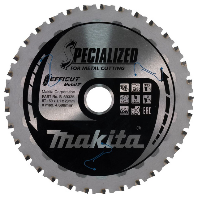 B-69325 - Rond mes Makita Efficut B-69325 150mm 33T - Afbeelding 2