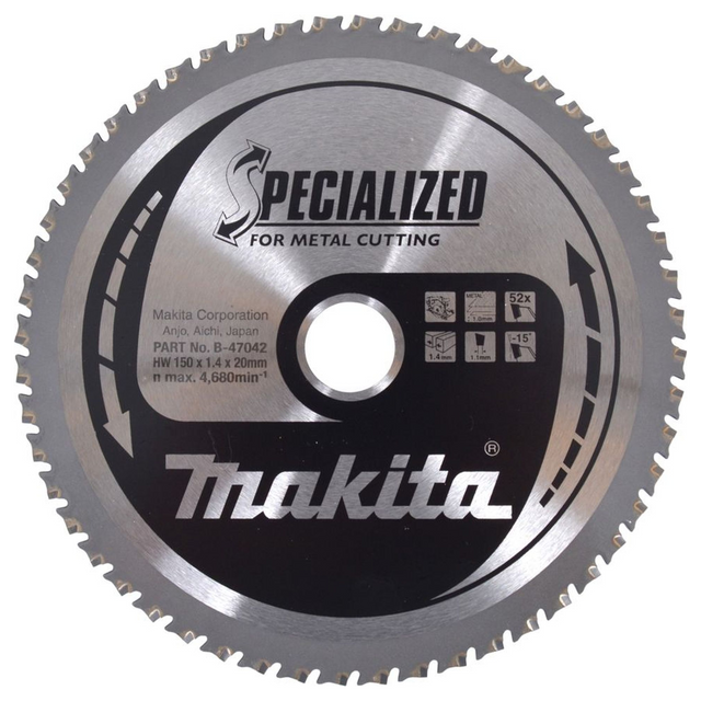 B-47042 - Cirkelzaagblad Makita B-47042 Specialized TCT 150mm 52T - Afbeelding 2