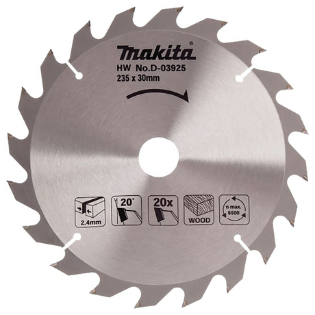 D-03925 - Standaard TCT-blad Makita D-03925 235x30mm 20T - Afbeelding 2