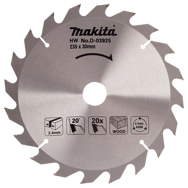 D-03925 - Lama Standard TCT Makita D-03925 235x30mm 20T - Immagine 2
